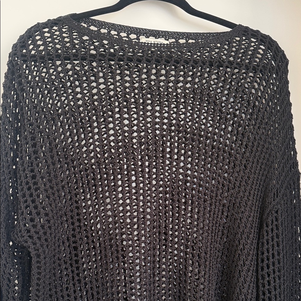 Max Studio Black Open-Knit Sweater